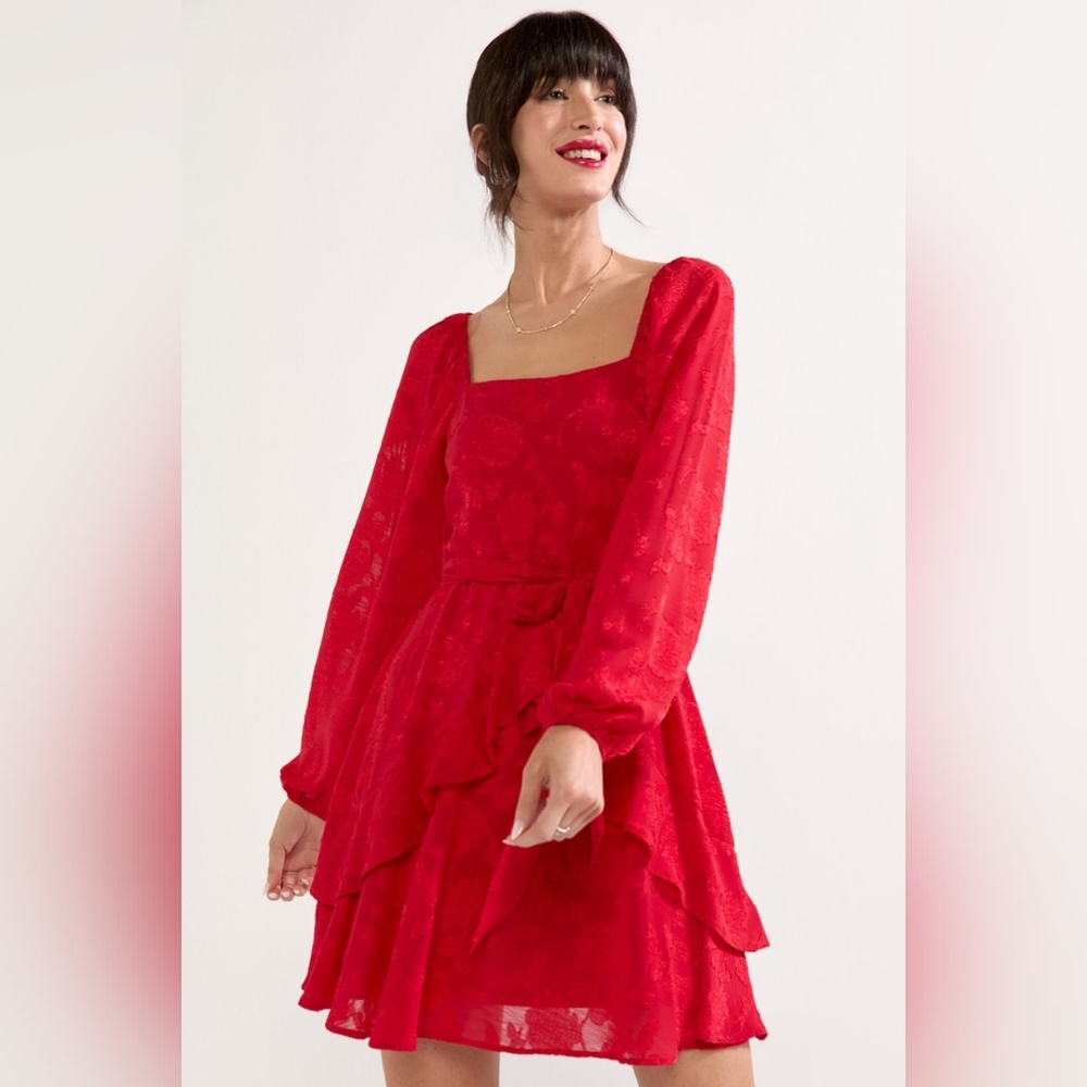 Brandie Tie Waist Long Sleeve Mini Dress